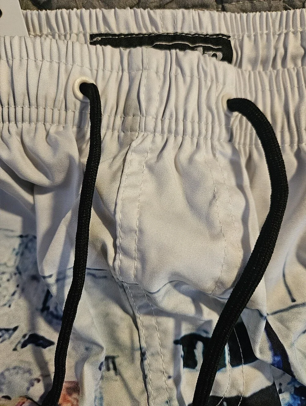 New XL Men's White Graphic Horse Racing Swim Trunks